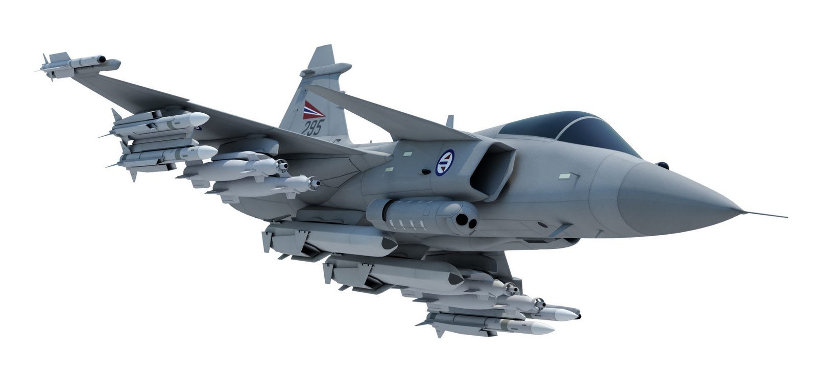 armed fighter jet in flight