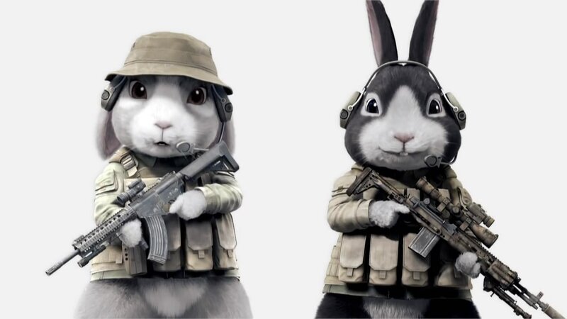 armed rabbit soldiers