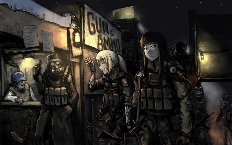 Armed Soldiers at Night
