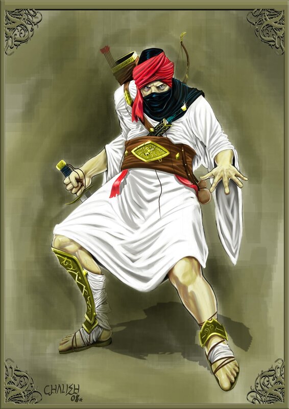 armed warrior in traditional attire