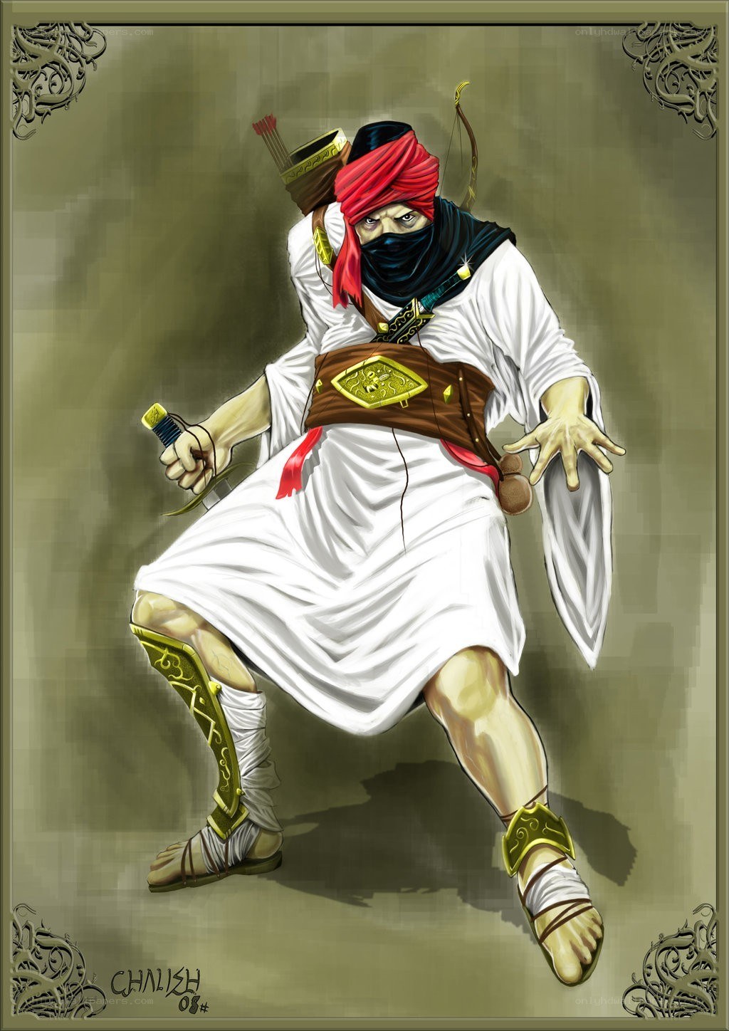 armed warrior in traditional attire