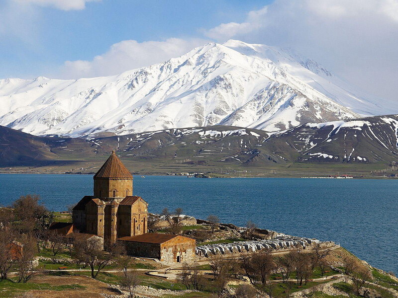 Armenian church by a lake