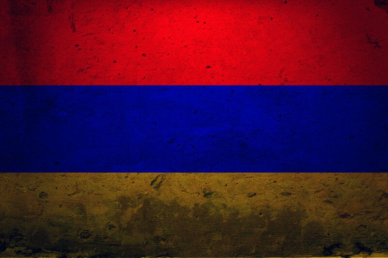 Armenian flag on textured wall