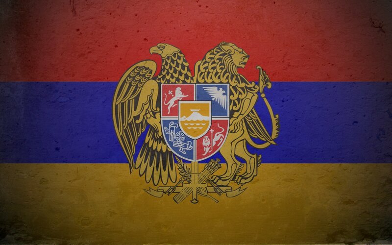 Armenian flag with coat of arms