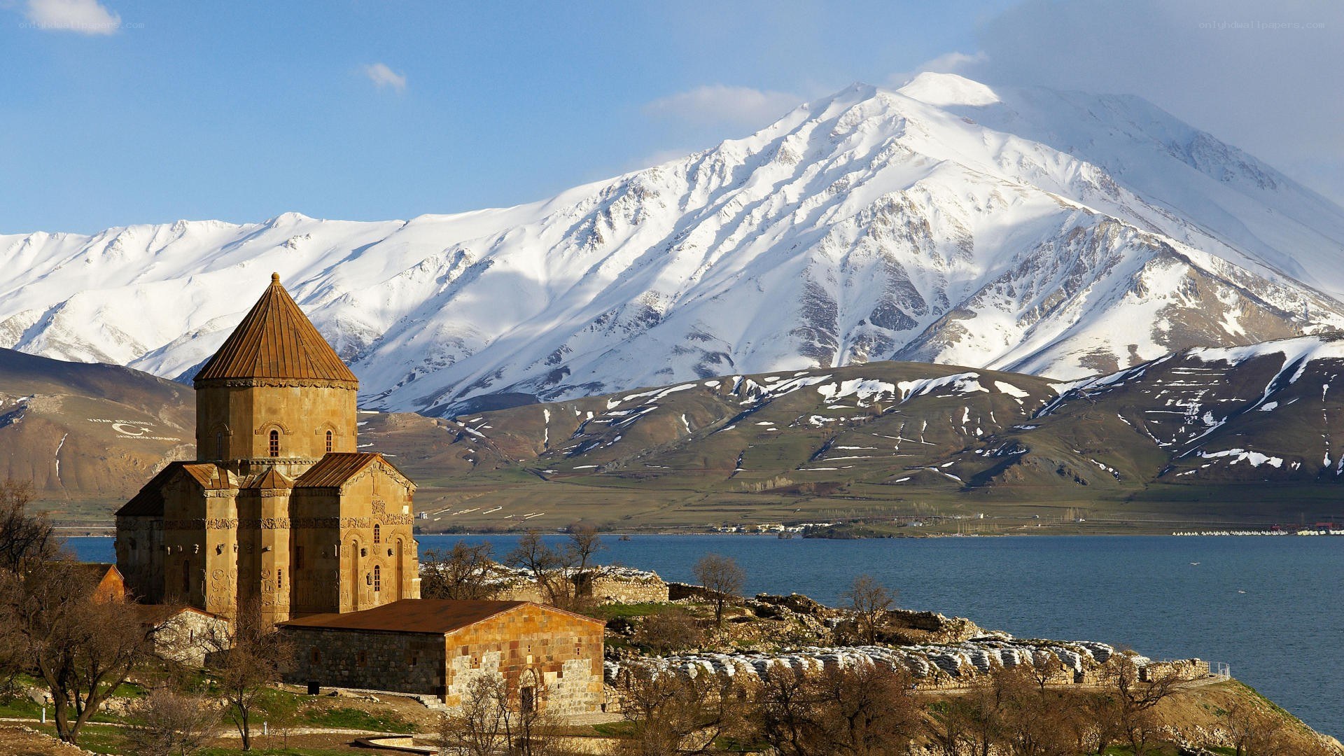 Armenian monastery by a lake