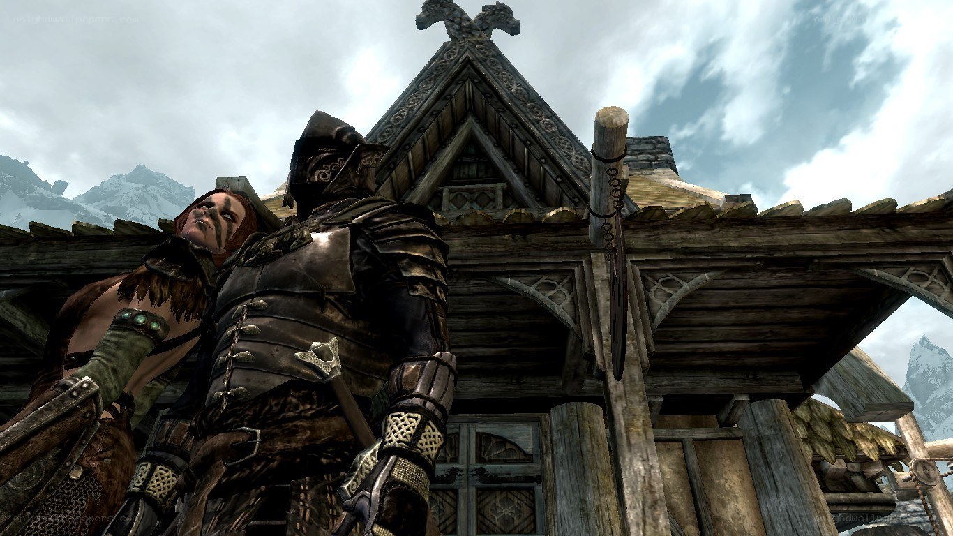 armor-clad characters in a village
