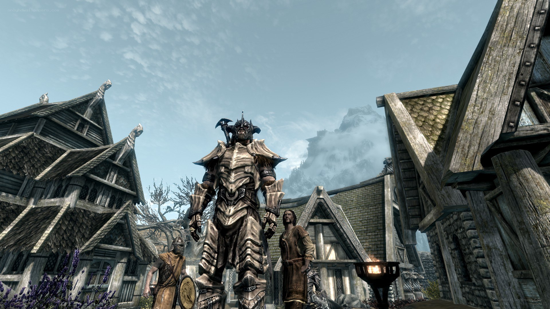 armor-clad warrior in village