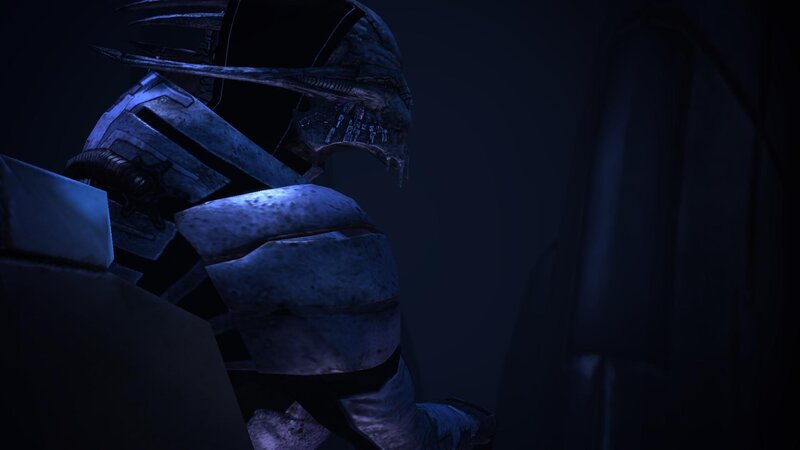 Armored Alien Creature — Blue, Dark, Dramatic