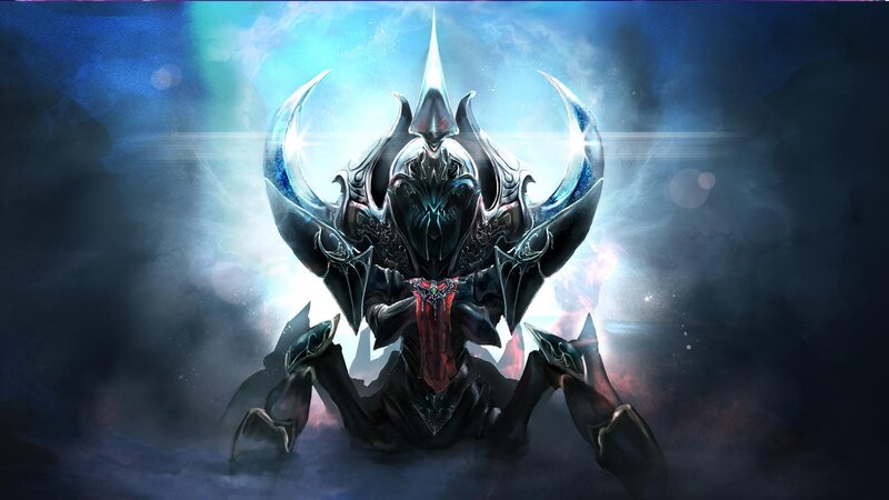 Armored Alien Creature — Blue, Dramatic, Digital Art