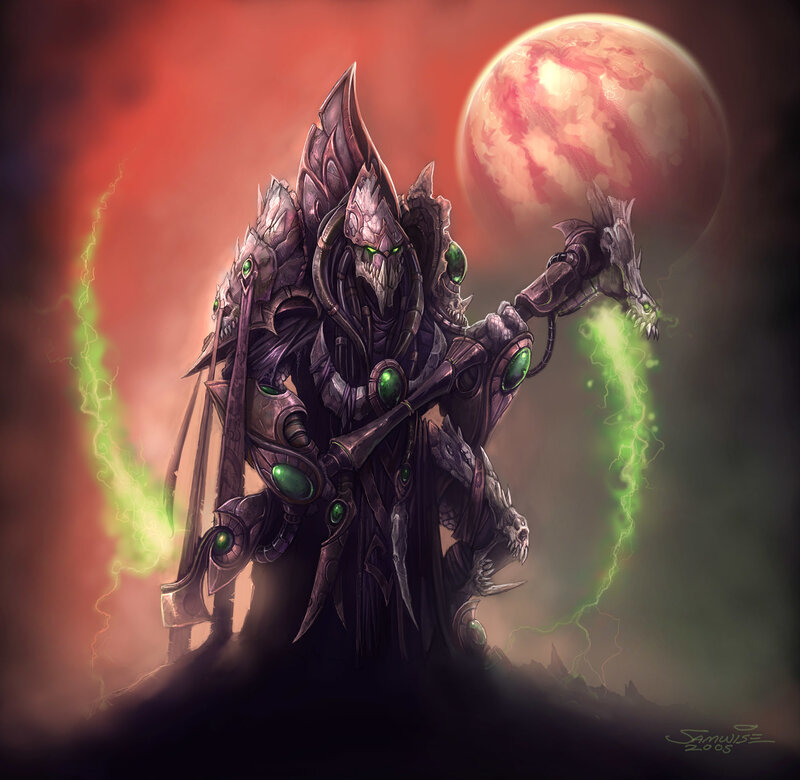 Armored Alien Warrior — Red, Dramatic, Digital Art