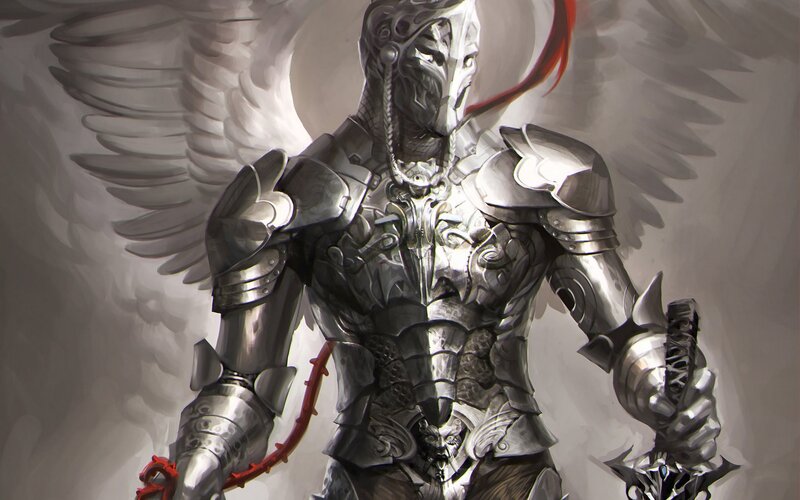 Armored Angel Warrior — Gray, Dramatic