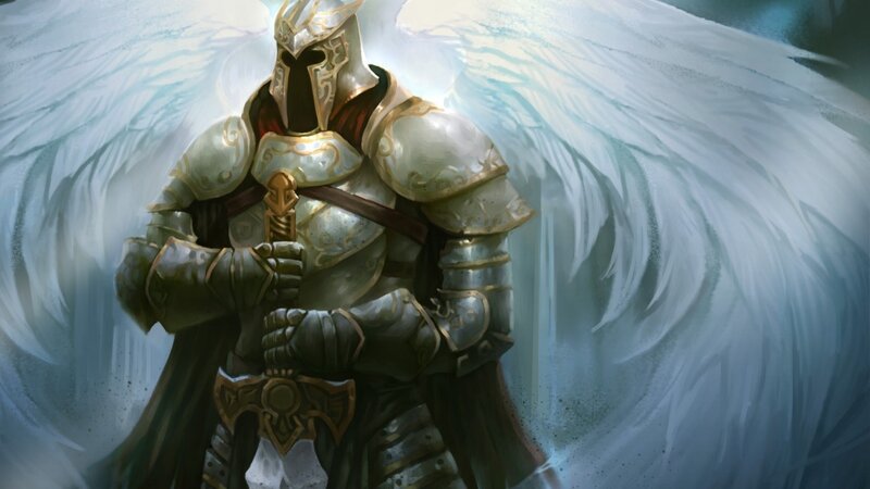 Armored Angel Warrior — White, Dramatic