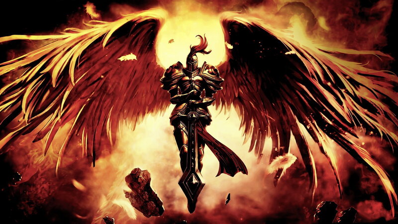 Armored Angel with Wings — Red, Dramatic