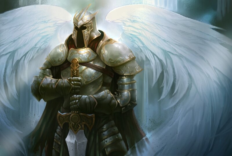 Armored Angel with Wings — White