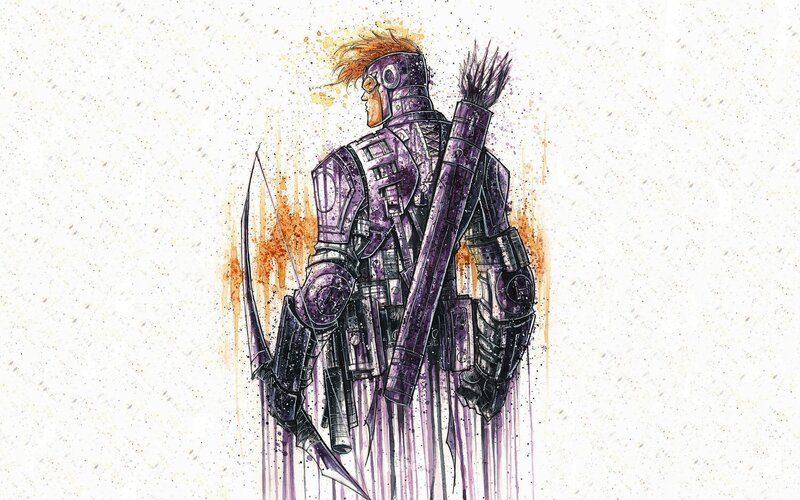 Armored Archer Character — Purple, Dramatic
