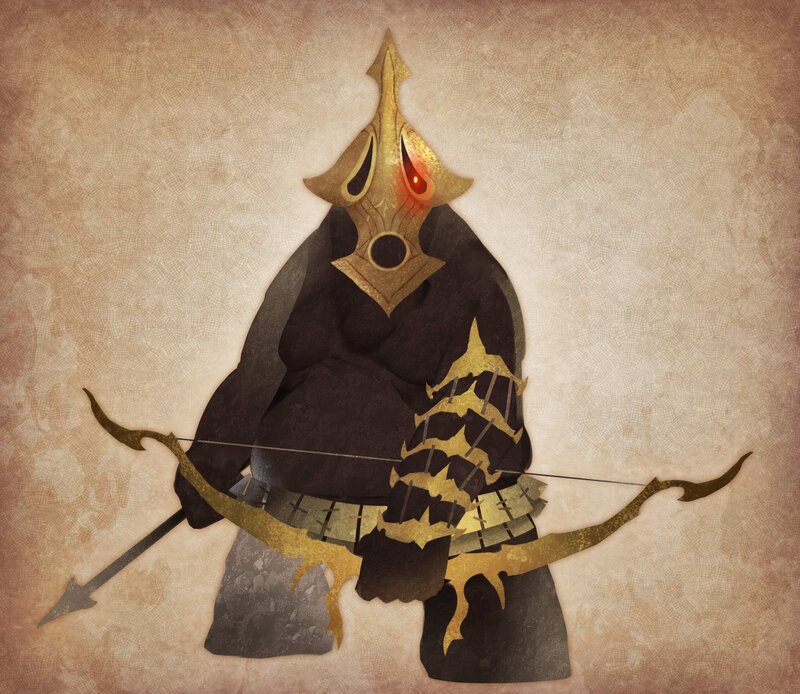 armored archer with glowing eye