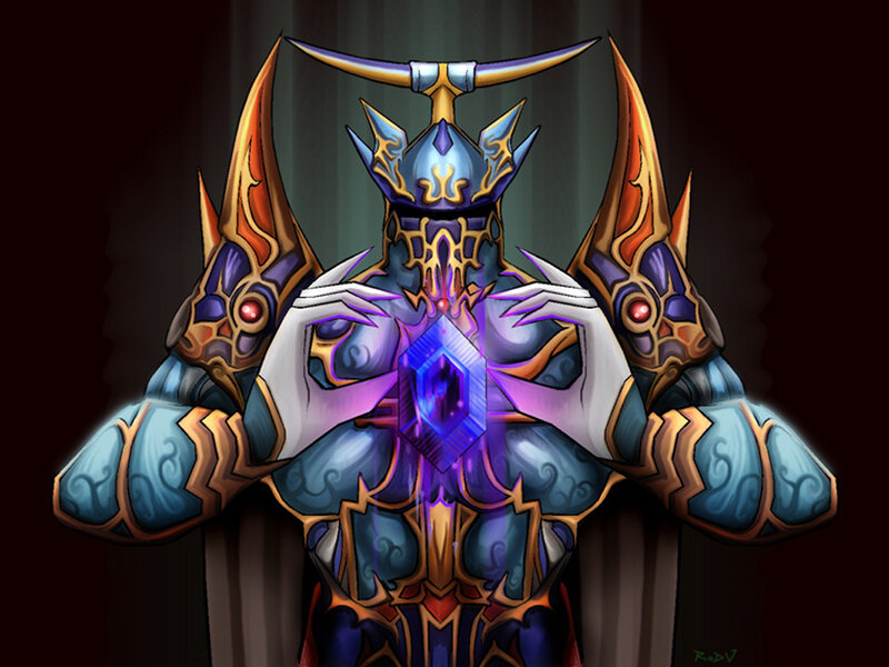 Armored Character Holding Gem