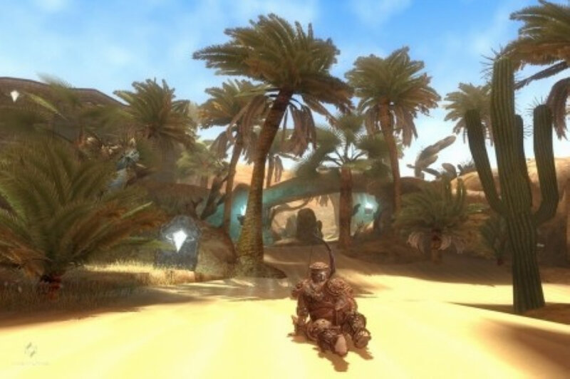 Armored Character in Desert — Yellow