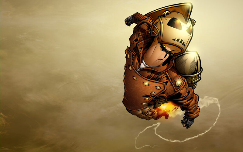 armored character in flight