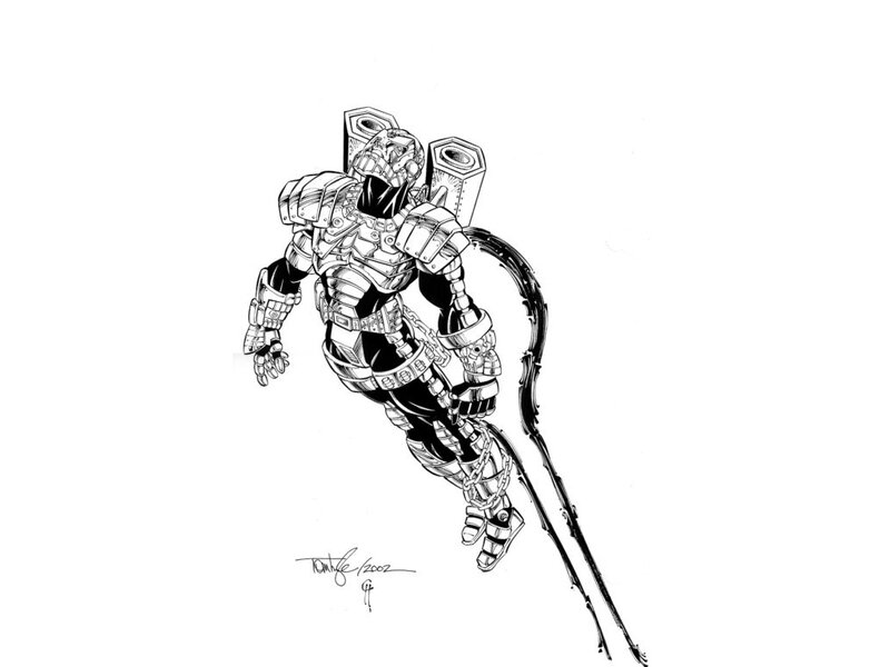 Armored Character in Flight — Black