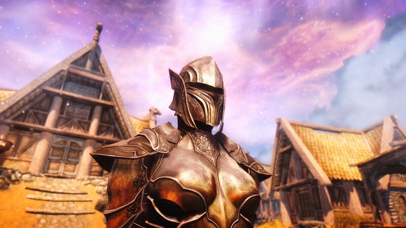 armored character in village