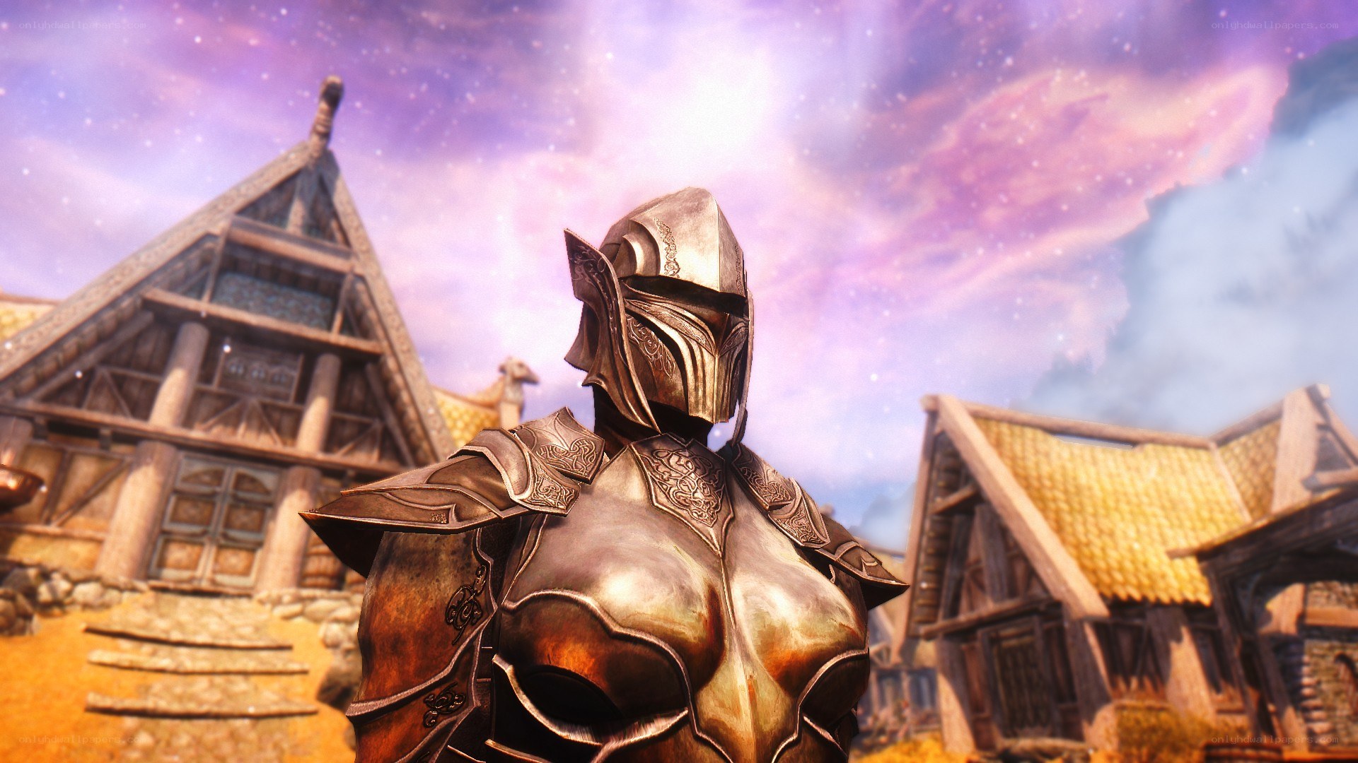 armored character in village