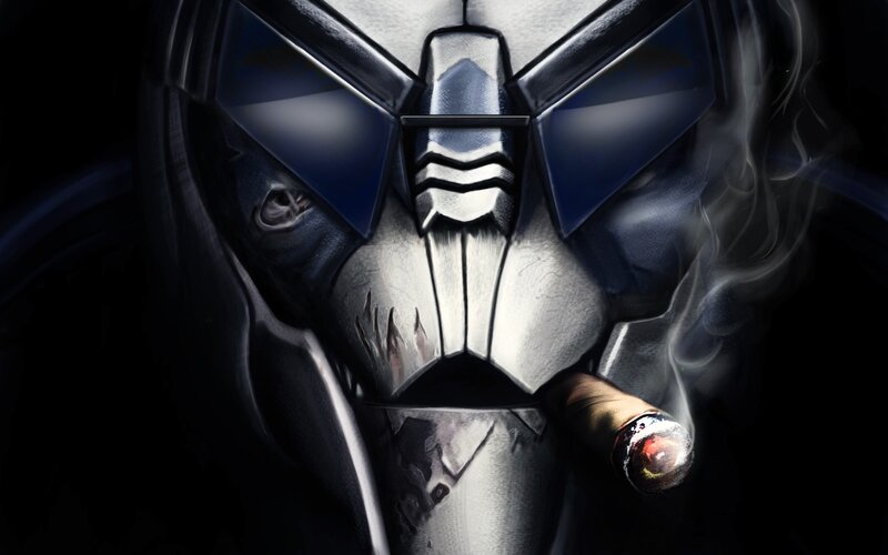 Armored Character Smoking