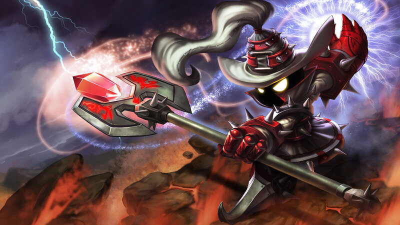 Armored Character with Axe — Red, Dramatic
