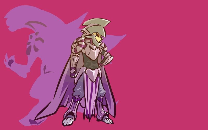 Armored Character with Cape — Pink, Dramatic