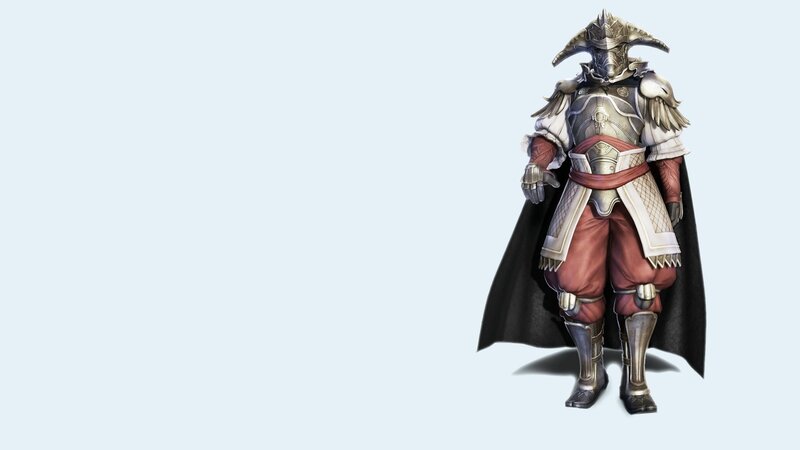 armored character with cape
