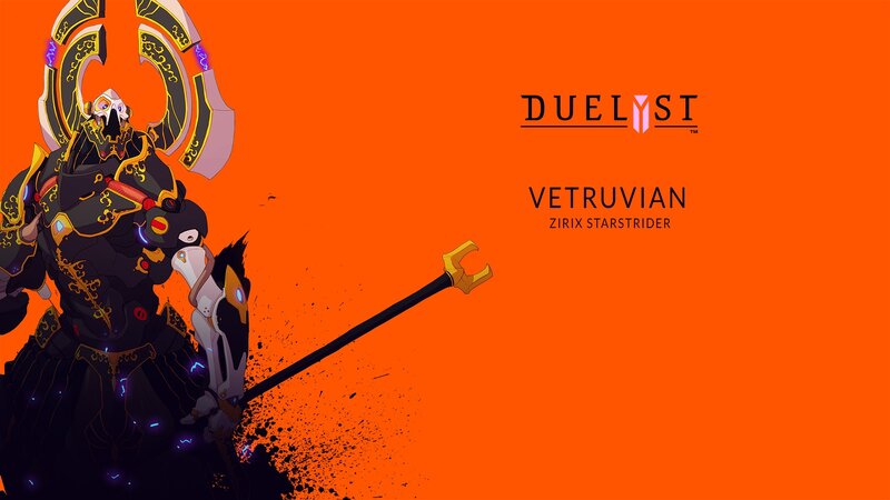 Armored Character with Staff — Orange