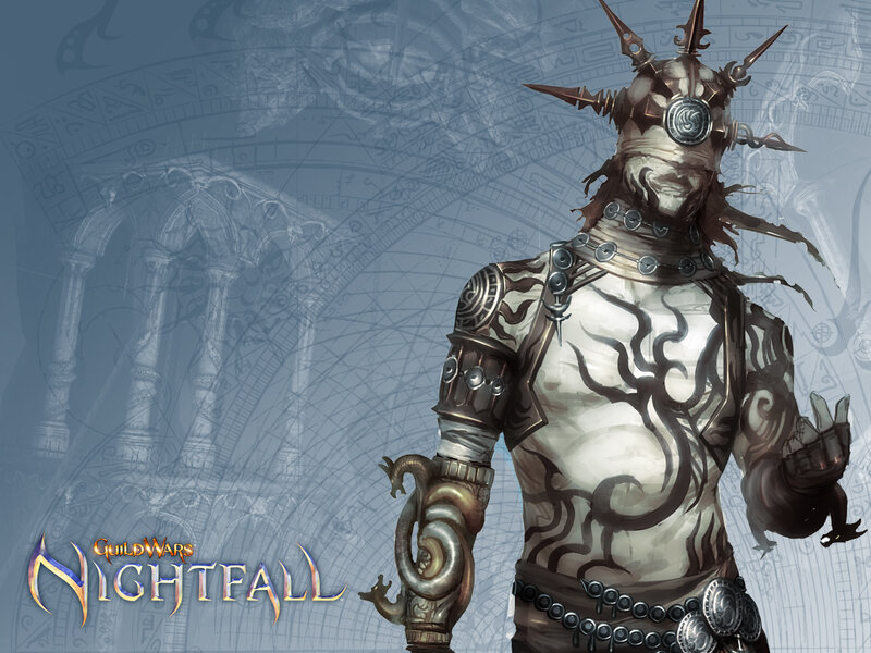 Armored Character with Tattoos — Gray, Dramatic