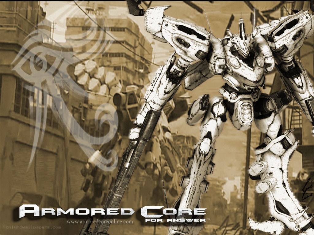 Armored Core mech in city