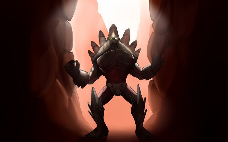 Armored Creature in Cave — Brown