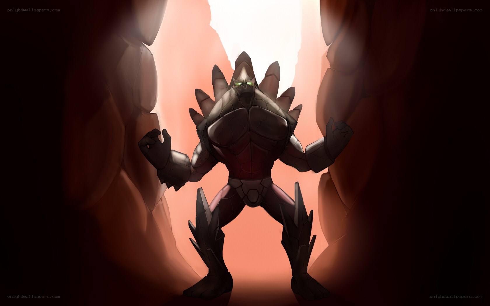armored creature in cave