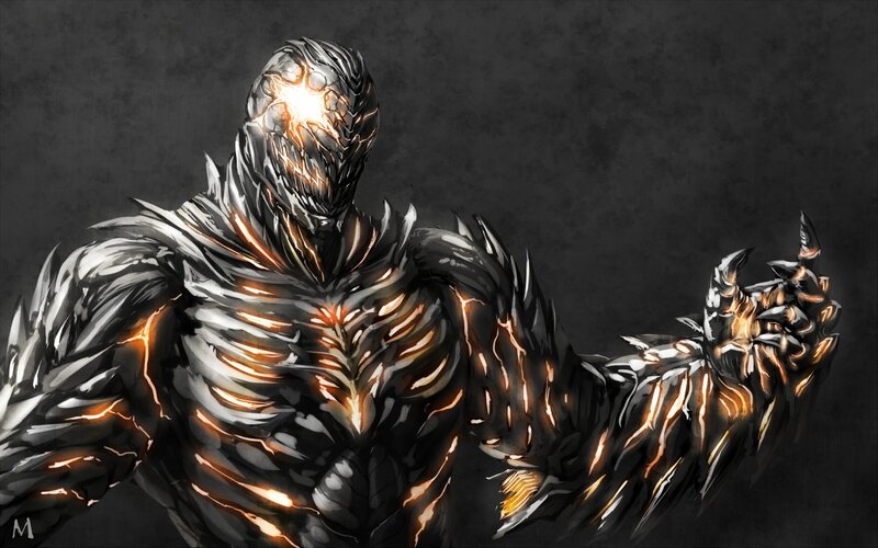 Armored Creature with Glowing Cracks — Black