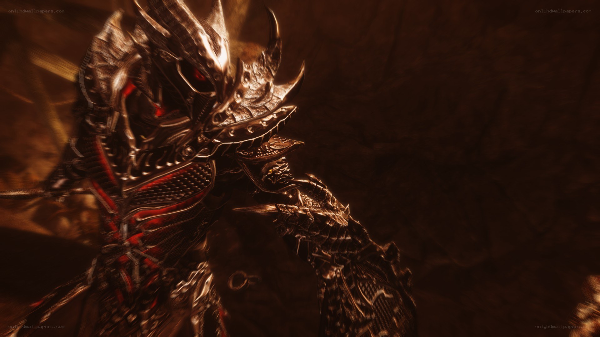 armored demon in dark cave