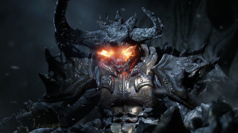 Armored Demon with Glowing Eyes