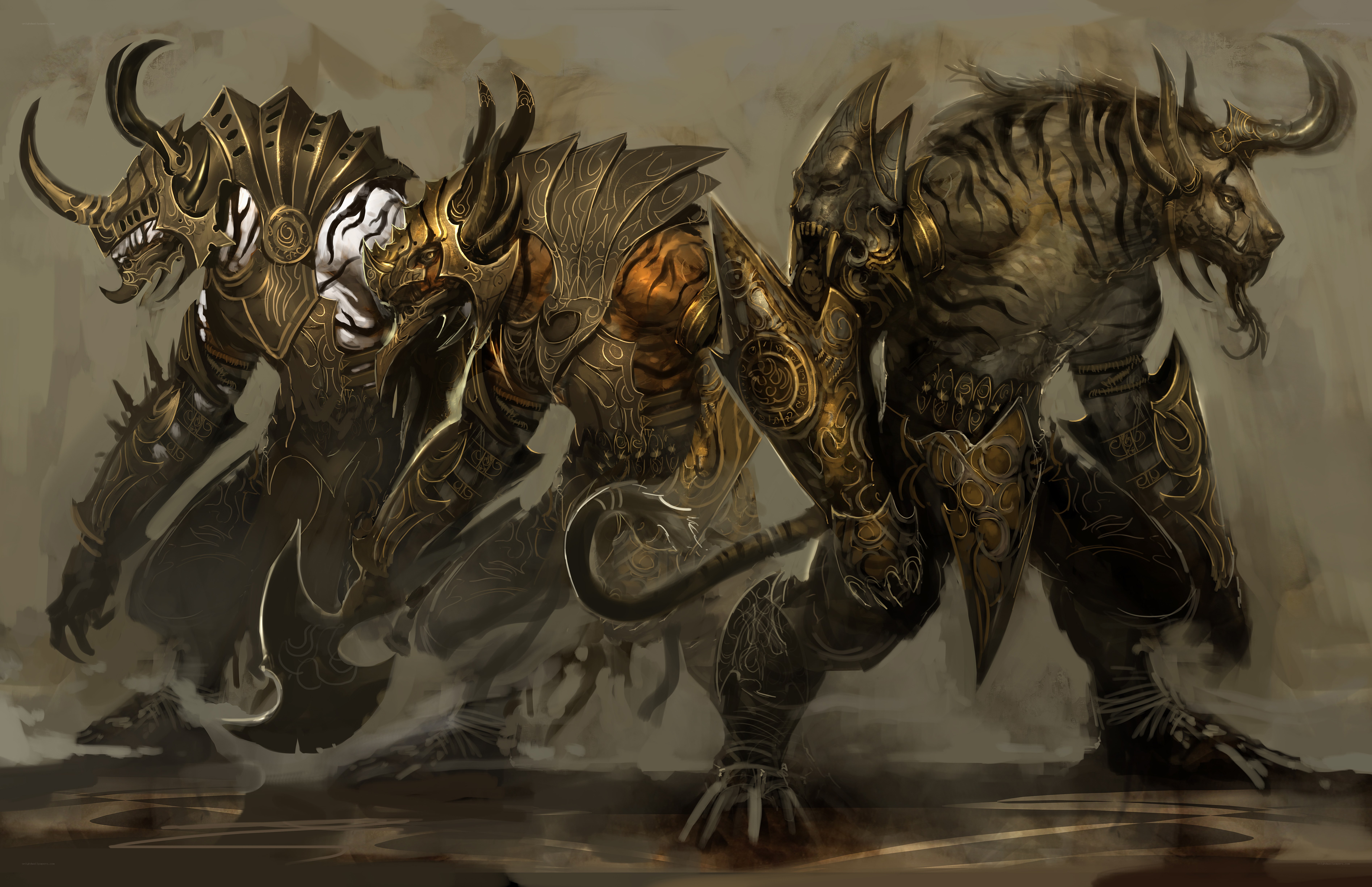armored fantasy warriors