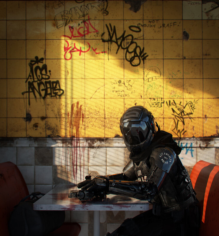 Armored Figure at Table