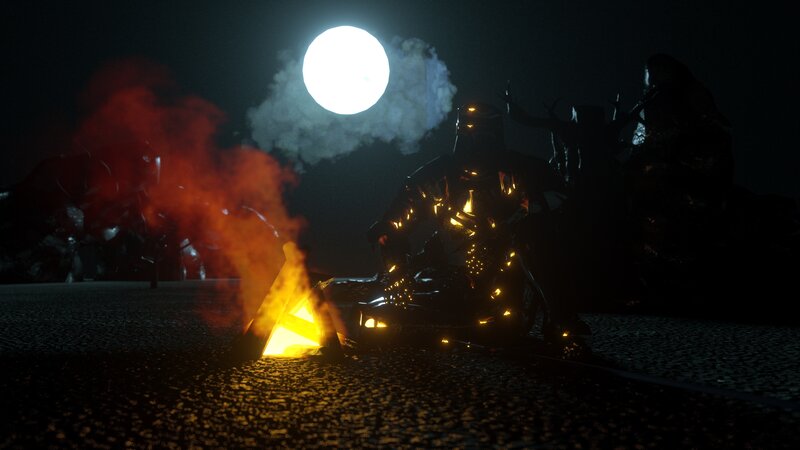 Armored Figure by Fire