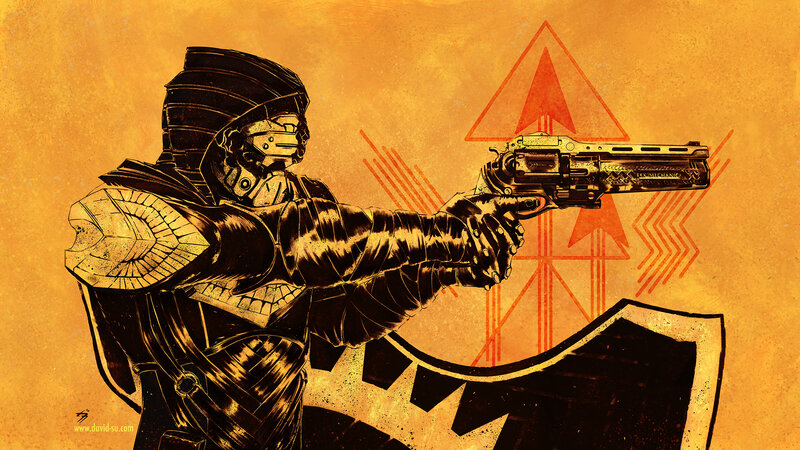 Armored Figure Holding Gun — Yellow