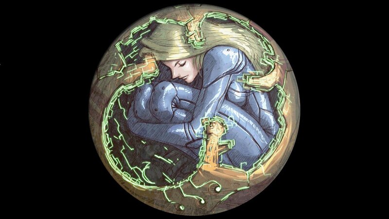 armored figure in a bubble
