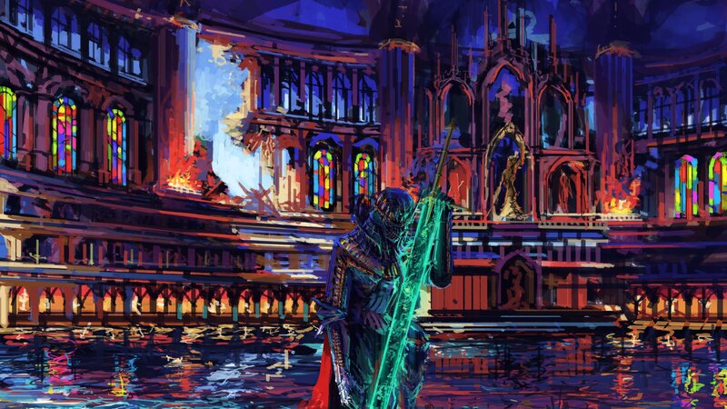 Armored Figure in Cathedral
