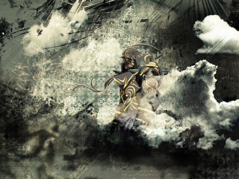 Armored Figure in Clouds
