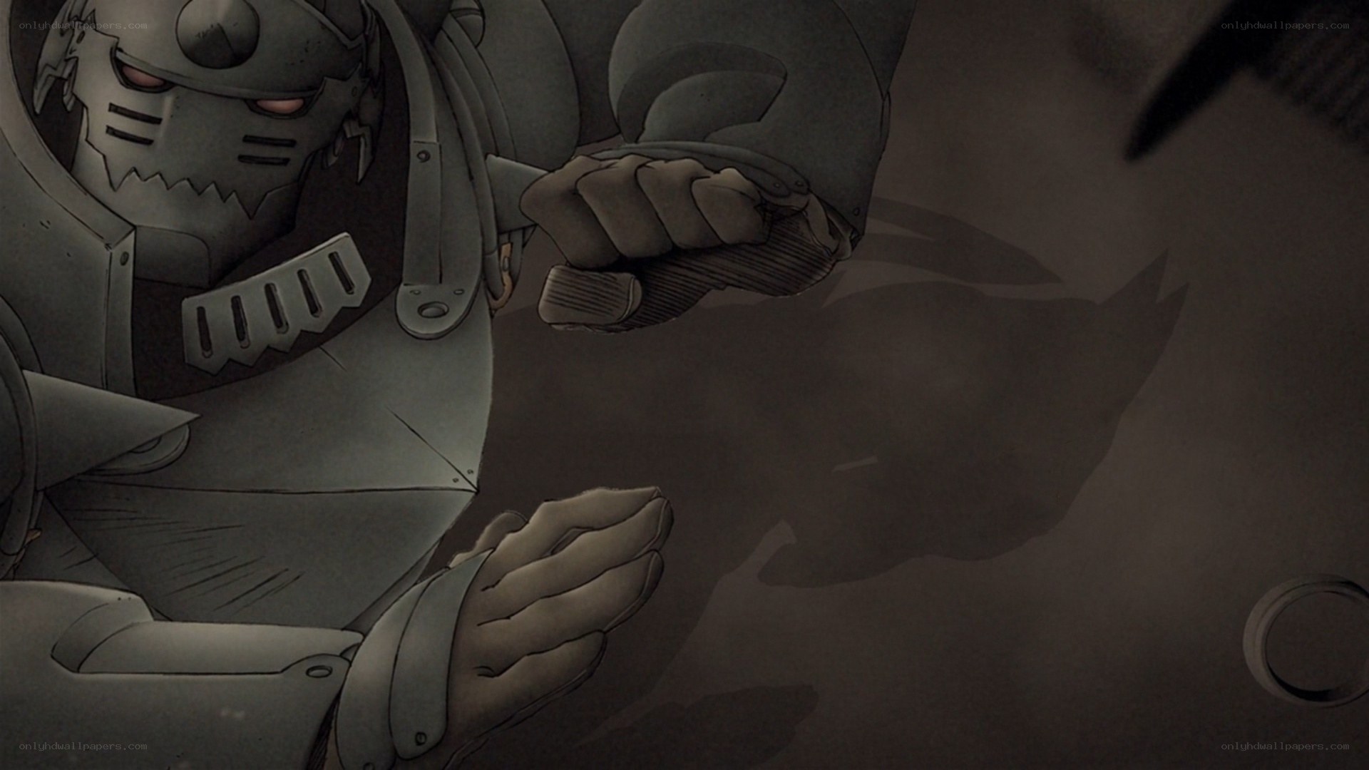Armored figure in combat