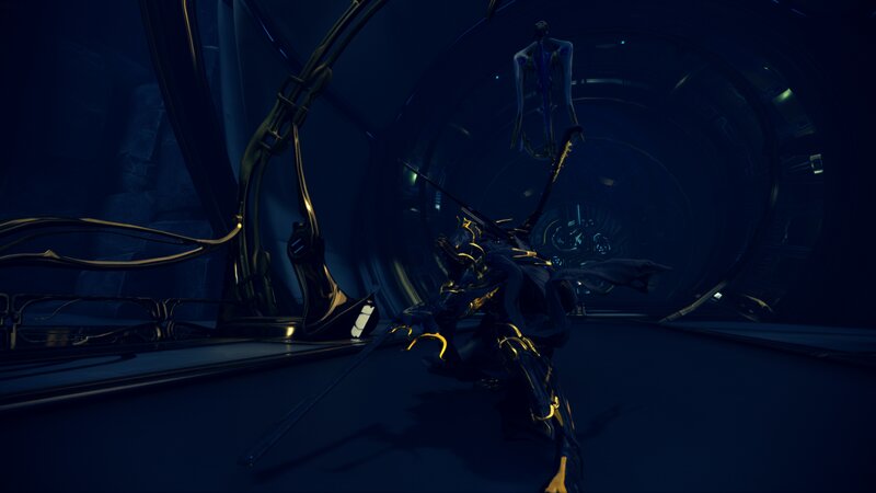 Armored Figure in Corridor