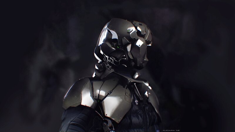 Armored Figure in Dark Setting — Black