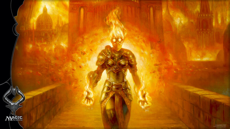 Armored Figure in Flames — Orange