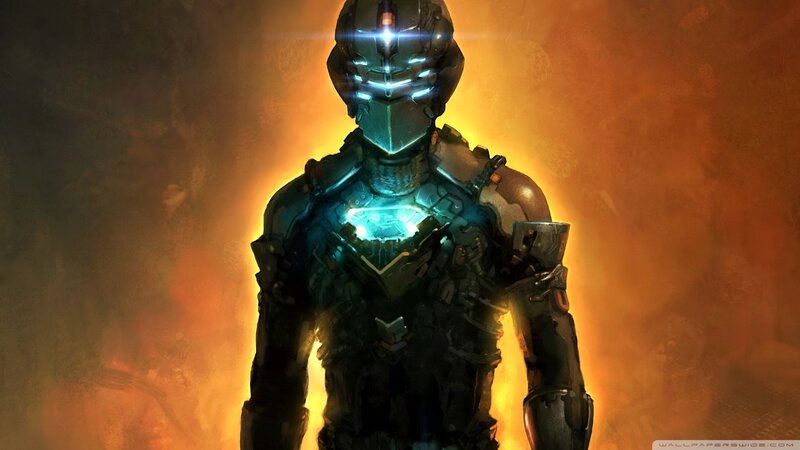 Armored Figure in Glowing Suit — Orange